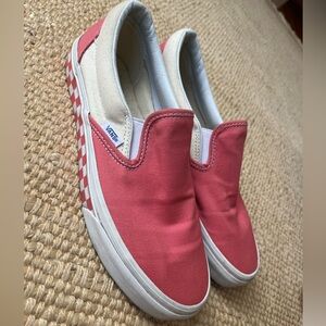 Vans Pink and White Slip-On Sneakers